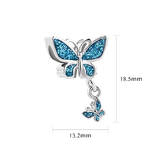 Abalorio colgante de mariposas azul para pulseras de cumpleaños, diseño exquisito con piedras 2