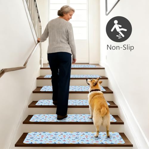 Alfombrillas para peldaños de escaleras Mexpekil 10 piezas de peces para pisadas seguras de niños 8