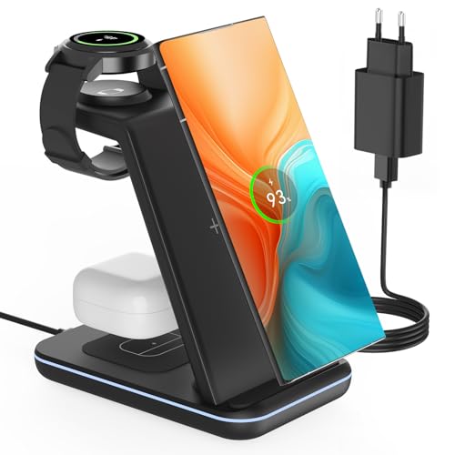 CIYOYO 3 in 1 Induktive Ladestation für Samsung, Kabelloses Ladegerät für Samsung, Wireless...