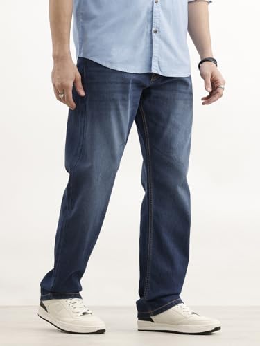 Image of WROGN Men's Anti Fit Jeans | 100% Cotton | Solid | Relaxed Casual Denim