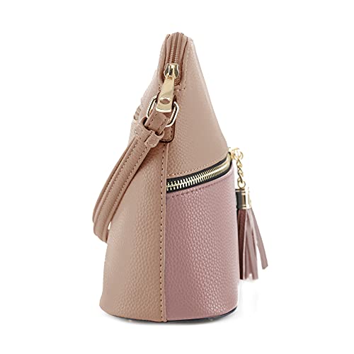 Image of SG SUGU Lunar Lightweight Medium Dome Crossbody Bag Shoulder Bag with Tassel | Zipper Pocket | Adjustable Strap