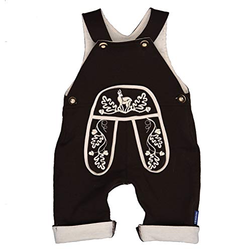 Latzhose Babyhose mit Stickerei Eichenlaub in Dunkelbraun für Jungen und...