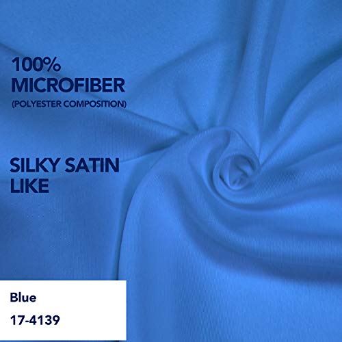 PureFit Wrap Around Ruffled Bed Skirt with Adjustable Elastic Belt - 22 Inch Drop Easy to Put On, Wrinkle Free Bedskirt Dust Ruffles, Bed Frame Cover for Twin,Twin XL and Full Size Beds, Blue