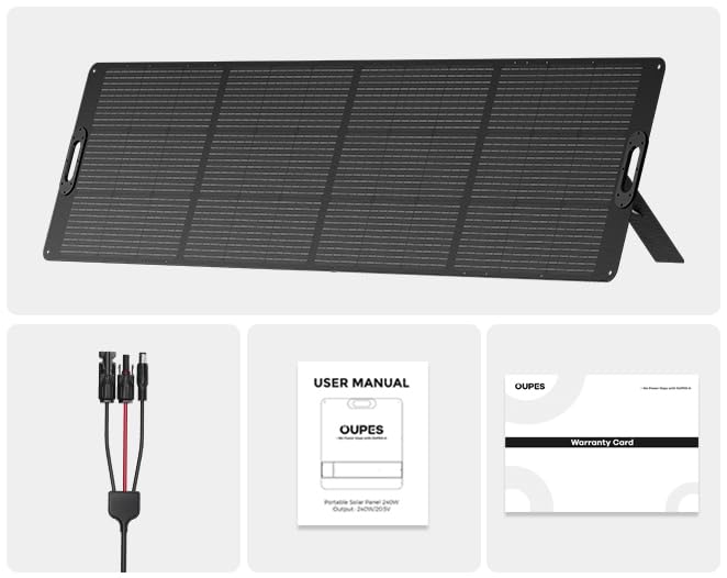 OUPES Portable Solar Panel 240W for OUPES All Series Solar Generators, Ultra-Thin and Lightweight Design, High Conversion Efficiency Foldable Outdoor(Cable 16.4 ft) - Image 4