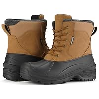 SUEDI Men's Snow Boots Insulated Waterproof Lightweight Winter Boots Slip Resistant Duck Boots for Men Brown Size 10