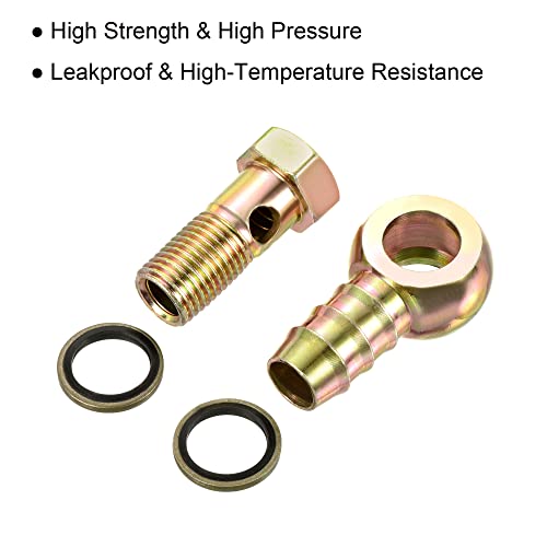 PATIKIL Hose Barb Fitting Elbow 16mm Barbed M14x1.5 Male Thread, Carbon Steel Pipe Adapter Connector for Air Water Fuel Oil Gold - Image 4