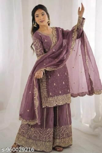 Image of Women's Casual Salwar Suit Pure Heavy Fendy Silk With Embroidery Sequence Work Full Sleeves Salwar Suit With Dupatta.Women's Ethnic Wear