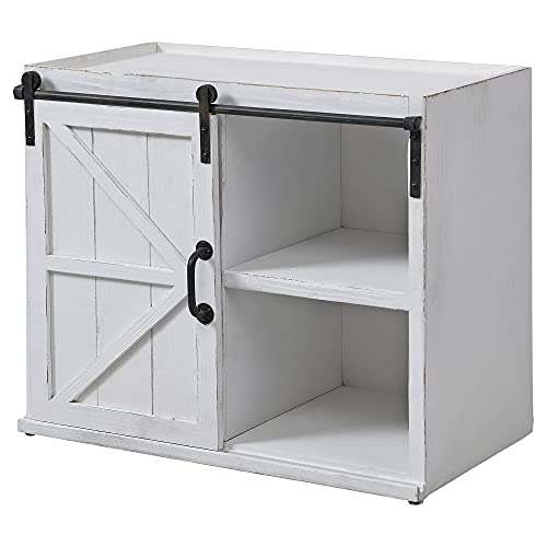 FirsTime & Co. White Bolton Barn Door End Table, Side Table, Night Stand, Wood and Metal, 26 x 14 x 21.5 inches - Thumbnail 2