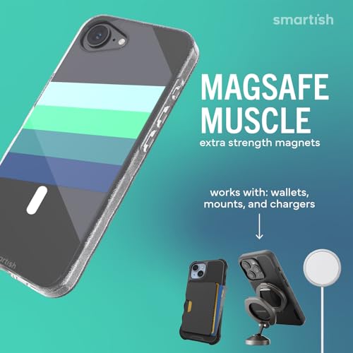 Image of Smartish iPhone 17e /16e MagSafe Clear Case - Gripmunk Magnetic Slim Case [Lightweight + Protective] Drop Tested Anti-Yellowing Thin Grip Clear Cover for Apple iPhone 17e /16e - Deep End
