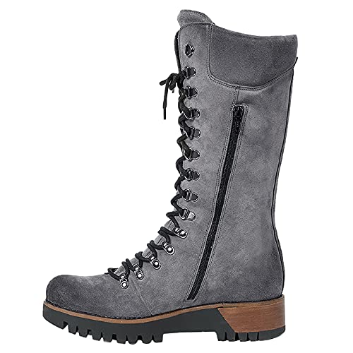 Bottes de cowboy à lacets femme chaussure hiver chaude bout rond