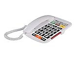 Big Button Corded Phone with 3 One-Touch Speed Dials + Headphone Compatible + Picture Phone Dialing for Seniors - Desktop Only- Not Wall Mountable - Color, Choctaw White - iSoHo Phones