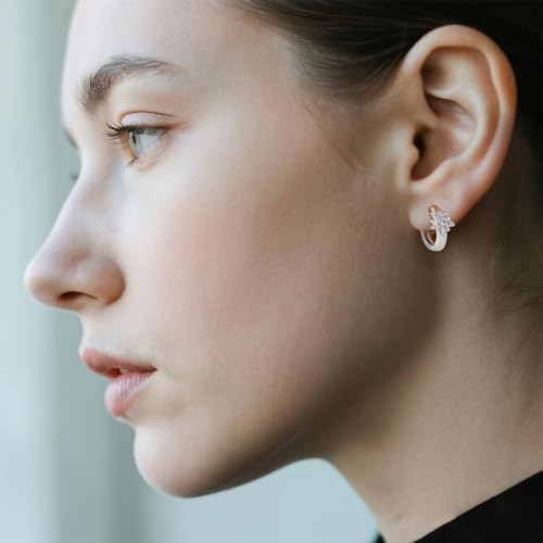 Star Drop Dangle Earrings, Rhinestone Double Star Design, Silver, Lightweight Festival Party Jewelry4