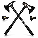 Xforst Ascia Accetta X-TM2 + X-TM3 – Asce a doppia lama in acciaio al carbonio, ideali per campeggio e survival, con impugnatura antiscivolo – Perfette per attività outdoor e bushcraft.