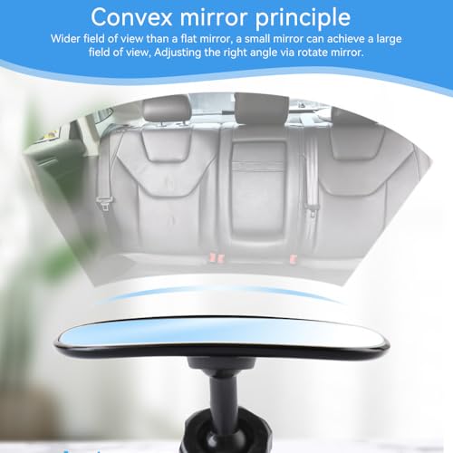Miniatura 6 de Vgecee Espejo Coche Bebe Asiento Trasero Rotación 360 Espejo Retrovisor Bebe Coche Retrovisor Interior De Cristal Con Clip Antideslizante Para Seguridad De Bebé, Ajuste Universal 9cmx5,5cm