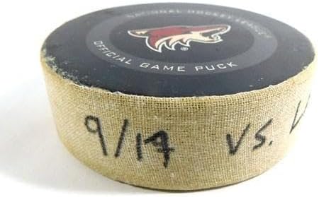 2019 Arizona Coyotes vs. Los Angeles Kings Game Used Puck 9-17-19 AA0038976 - NHL Unsigned Game Used Pucks