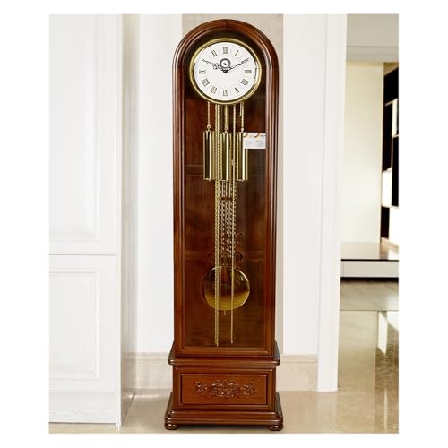 FURUIM2024M Floor Grandstand Clock Retro Grandfather Clock, European-Style Living Room Decoration Dome Clock Retro Solid Wood Clock Old-Fashioned Grandfather Clock Living Room Clock