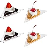 Prexware Triangular Mini Dessert Plates- 48 Triangler Clear Mini Plastic Dessert Plates, Great for appetizer tabel desserts