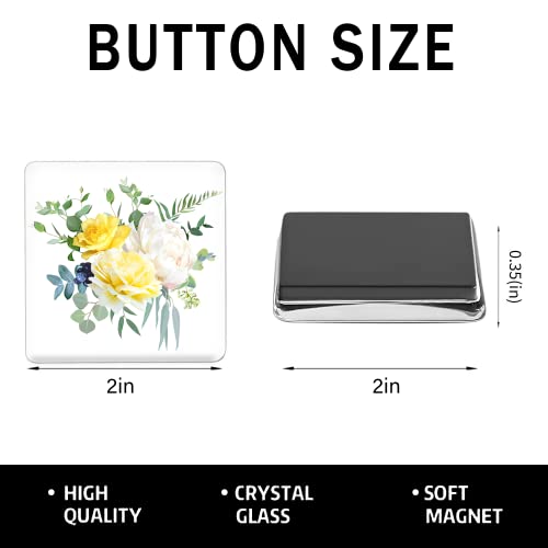 Fridge Magnets Square Farm Flowers Refrigerator Magnets Kitchen Magnets Whiteboard Magnet Gifts For Housewarming Home Decorations Classroom Locker Whiteboard 2 Inches Set Of 4 #TOP4