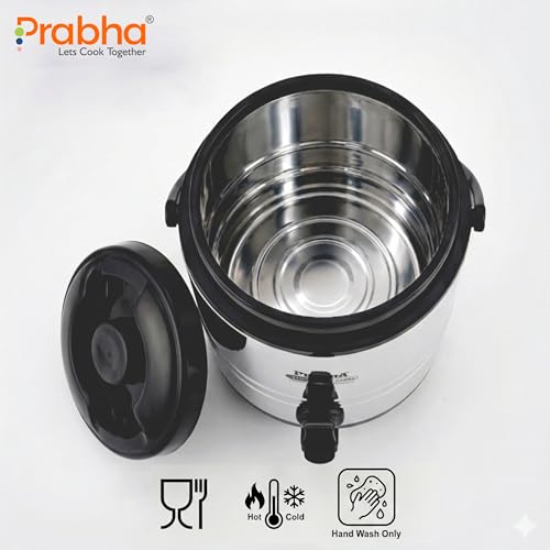 Image of Prabha Splash Travel Jug Thermo Star Premium Stainless Steel Insulated Water Jug with Pull-Tap Dispenser | Double-Walled Hot & Cold Beverage Camplite with Portable Carrying Handle (20 Liter)