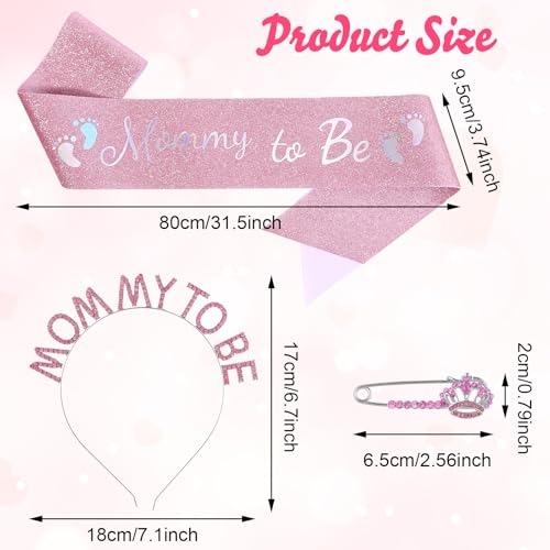 Lusofie 595627_1_IRZKEQS9 3Pcs Pink Mom To Be Sash Baby Shower Decorations thumb #1