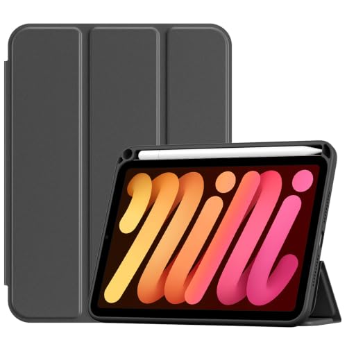Image of ProCase Smart Case for iPad mini 7 A17 Pro 2024 /Mini 6 2021 8.3 inch -Black | Slim iPad Mini 7th /6th Gen Case with Pencil Holder Hard Back Cover for iPad Mini 8.3 Inch 7th Gen /6th Gen