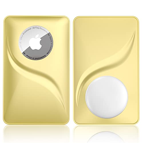 SANKALA Airtag Wallet Holder, [ 2 Pack] Slim Thin Airtag Wallet Card, Credit Card Size Wallet Case Holder for AirTag for Purse, Handbag, Backpack Wallet, Clutch, Wristlet, Gold