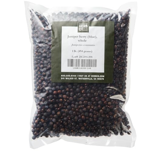 Juniper Berries Dried Whole, by Herb Co, Premium Culinary Spice for Cooking, Gin Making & Natural Infusions, Authentic Pine-Citrus Flavor, 1/4 lb