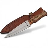 SZCO Full Tang Boot Hunting Knife 9 Inch - Camping Knife with Wood Handle, Stainless Steel Blade & Sheath - Single-Edge Design Pocket Knife for Hunting, Camping & Outdoor uses - Knives for Men