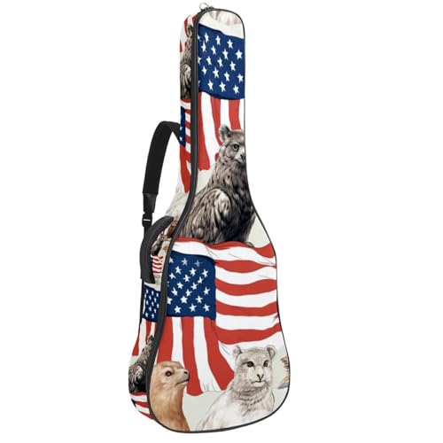 Sac pour guitare multicolore drapeau américain housse étanche à multiples poches