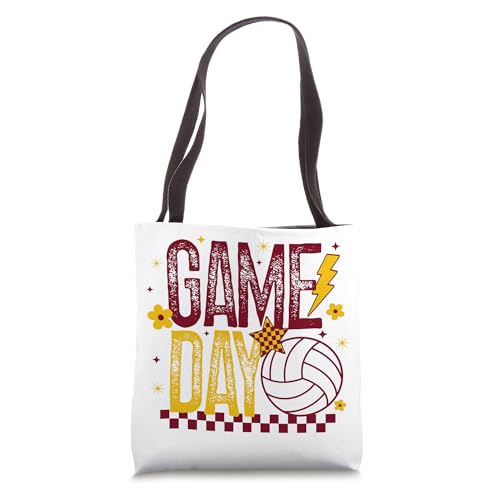 Bolsa Tote Maroon y Oro Volleyball Game Day Retro Girls miniatura 1