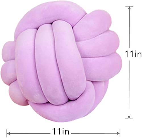 Miniatura 10 de Almohada redonda con nudo para decoración de habitación de niños, juguetes de peluche para aliviar el estrés (azul claro, 11 pulgadas11.0in)