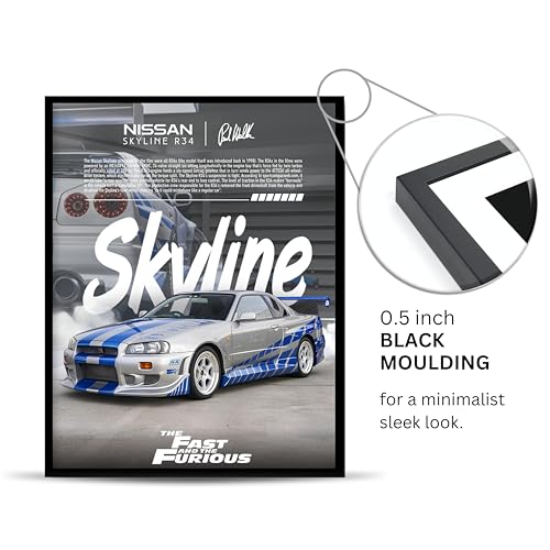 Image of Posternet Sports Car Poster Frame Wall Art with Matte Black Frame | Premium Printed Car Artwork for Bedroom, Living Room & Office Decor | Lightweight Ready to Hang Wall Poster (Black Frame)