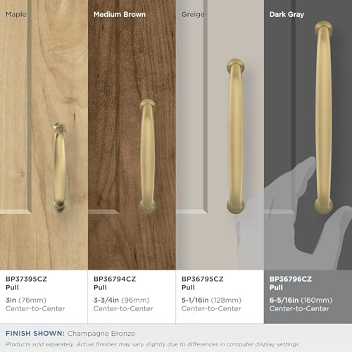 Amerock Maniglia Per Armadietto, Bronzo Champagne, 160 Mm, Centro A Centro, Fama, Confezione Da 1, Maniglia Per Armadietti, Hardware Per Armadietti - 3