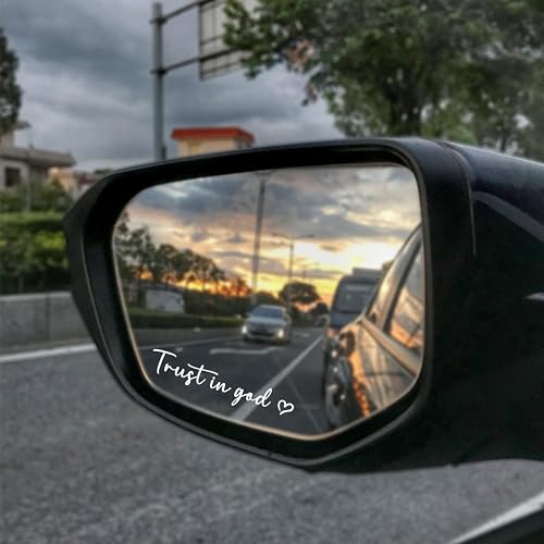 Image of 3Pcs Trust in God Rearview Mirror Sticker,Car Stickers and Decals for Women,Self-Adhesive Waterproof Car Stickers Rearview Mirror Accessories