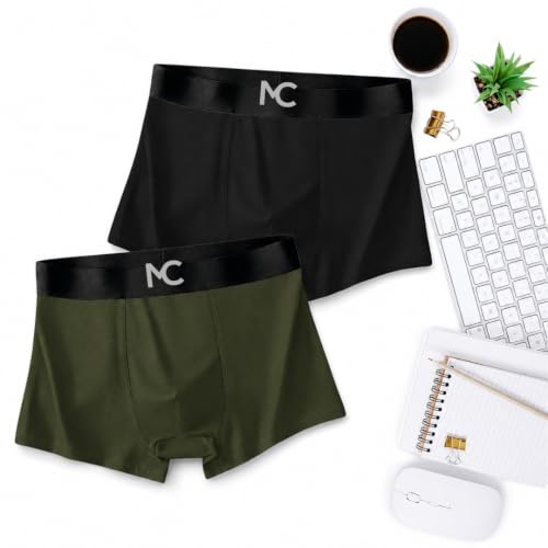 Image of MC Men's Microfiber Boxer Briefs for Men | Ultra Soft, Breathable, Stretchable Innerwear | Moisture-Wicking Trunks | Comfortable Elastic Waistband | Pack of 2