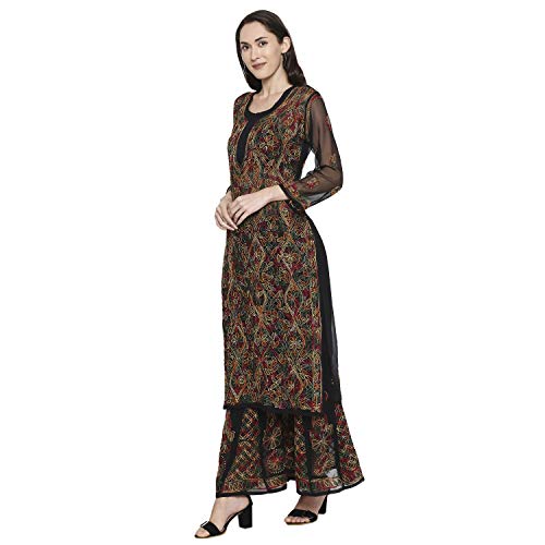 Image of Indiankala4U Lucknow Chikankari Hand Embroidered Kurta and Palazzo sets for Women Georgette
