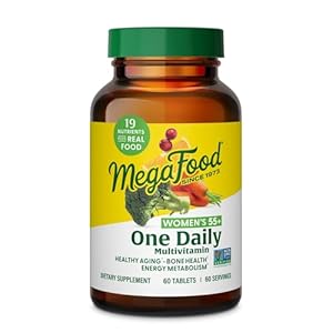 MegaFood Women’s 55+ One Daily Multivitamin for Women – with Vitamin A, C, D3 & E for Optimal Aging Support – Plus Real Food – Bone & Immune Support Supplement – Vegetarian – 60 Tabs