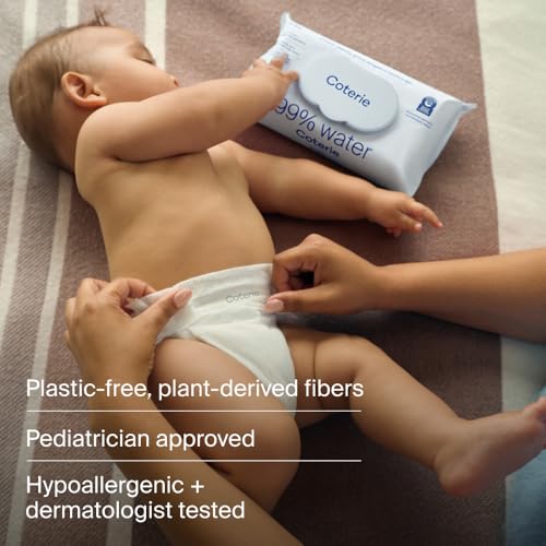 coterie baby wipes for sensitive skin plant-based and plastic-free fibers 99 water hypoallergenic ph balanced unscented clean and gentle baby essentials 8 pack 448 count