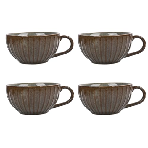 Image of Ceramic Tea Cup & Coffee Mug Set of 4 | 220 ml Daily Use Cup Set for Tea & Coffee | Microwave Safe Tea Cups | Stylish Ceramic Cups for Home