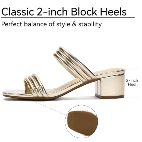 Image of Women's Heeled Sandals Two Strap Square Open Toe Heels 2-Inch Chunky Sandals Dress Shoes Wide Feet Friendly