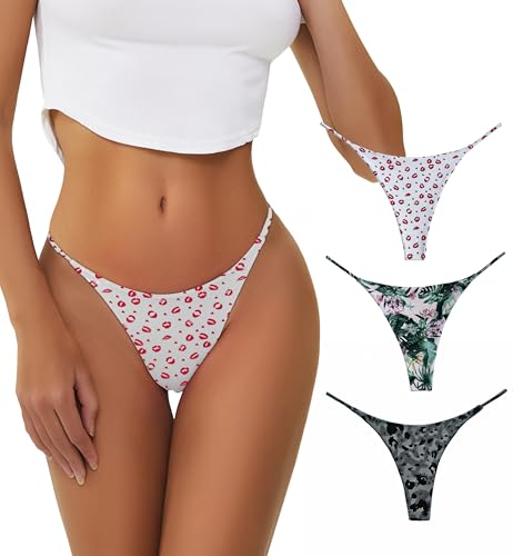 Image of chahoo Sexy Underwear for Women Thong Low Rise G-String Panties 5-Pack Low Waist T Back String Underpants Gift for Women