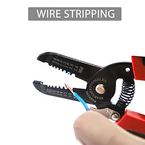 image for LAND 10-22 AWG Wire Stripper, 7-Inch Wire Crimping Tool/Wire Cutter/Ca