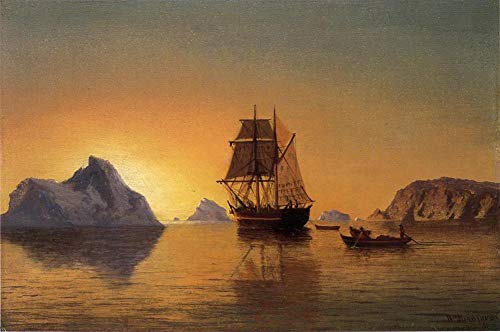 Peinture à l'huile sur toile de maître fait main paysage marin de l'Arctique