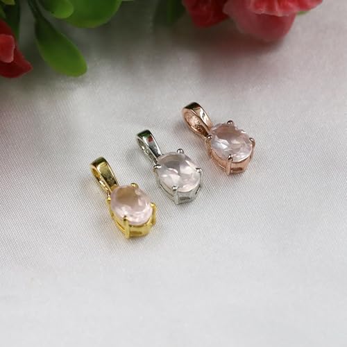 Collier breloques quartz rose anti-allergie en argent sterling 925 pour femme