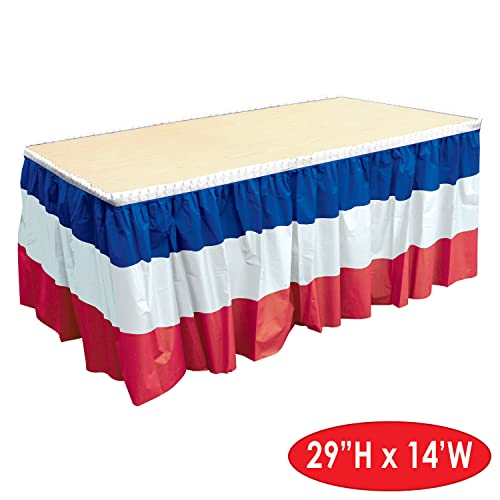 Beistle Patriotic Table Skirting, 29" X 14', Red/White/Blue #TOP1