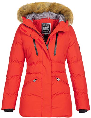 Geographical Norway - Chaqueta de invierno para mujer, con capucha de piel rojo XL
