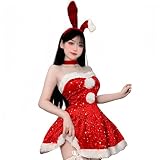 [BASETAKE] クリスマス うさぎ サンタコス 衣装 ウサギ耳付き セクシー ガール コスチューム 服 セット うさぎの耳付き おしゃれ オシャレ 人気 かわいい 可愛い 変装 (C2, free size)