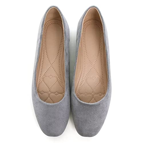 ZTWUTANG Stunner Women's Fashion Classic Slip-On Ballet Shoes Square Toe Dress Flats Gray 392