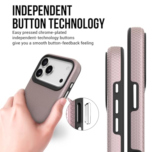Image of NOXO Ultra-Hybrid Triangle Back Case Cover for iPhone 17 Pro, | Shockproof Design | Camera Protection | Soft TPU & Rugged PC | Bumper Case Cover for iPhone 17 Pro, (Aureate Pink)