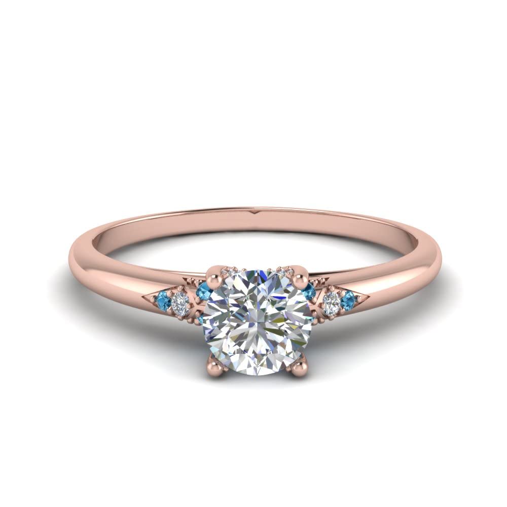 Choose Your Gemstone Petite Dome Engagement Ring Rose Gold Plated Round Shape Petite Engagement Rings Everyday Jewelry Wedding Jewelry Handmade Gifts for Wife US Size 4 to 12